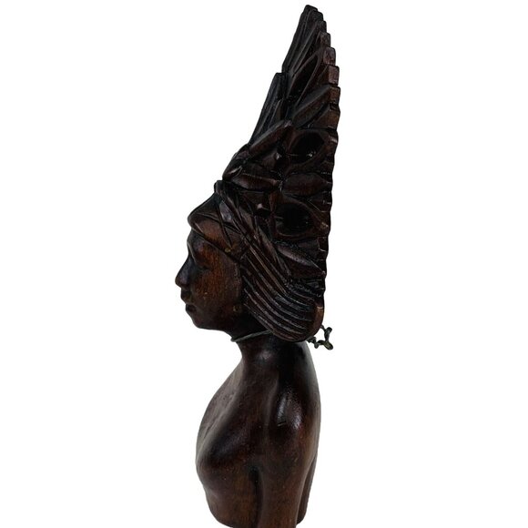 Wooden Carved Indigenous Woman Bust Sculpture Home Decor Native VTG Tribal - Picture 3 of 16